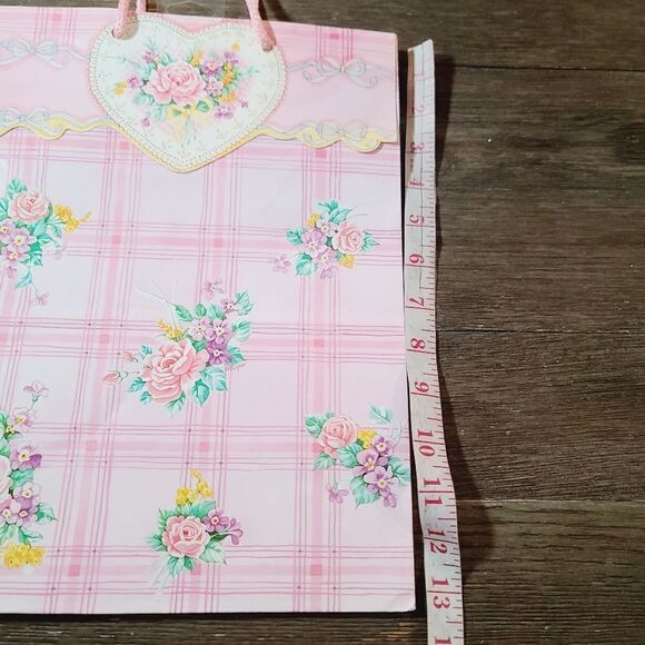 Vintage 1980's Pink Girly Pastel Floral Kawaii Gift Bag Ribbon Bow - Picture 8 of 16